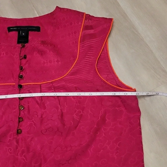 🛍Marc By Marc Jacobs Magenta Silk Sleeveless Floral Print Womens Blouse Size M - Picture 5 of 8